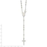 Sterling Silver Polished Bead Rosary 21 inch Necklace